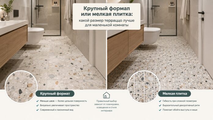 Крупный формат или мелкая плитка терраццо: что лучше для маленькой комнаты